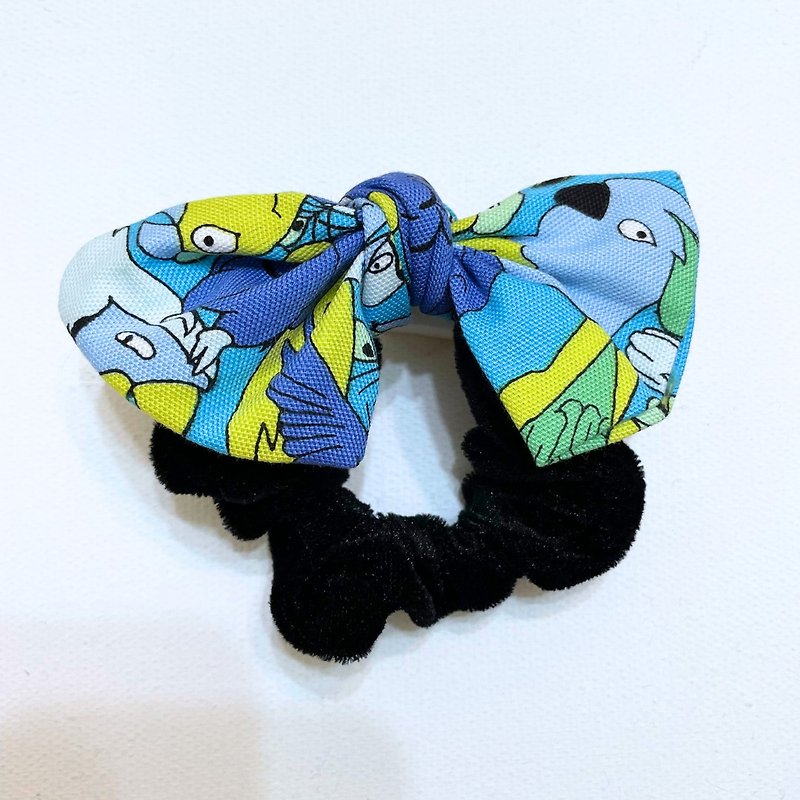 Handmade head ring/ scrunchies with selected high-quality fabric - เครื่องประดับผม - ผ้าฝ้าย/ผ้าลินิน สีน้ำเงิน