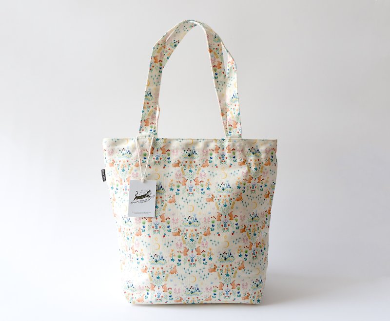 Rabbits zipper canvas tote bag Handmade Shoulder bag - yellow - Handbags & Totes - Polyester Yellow