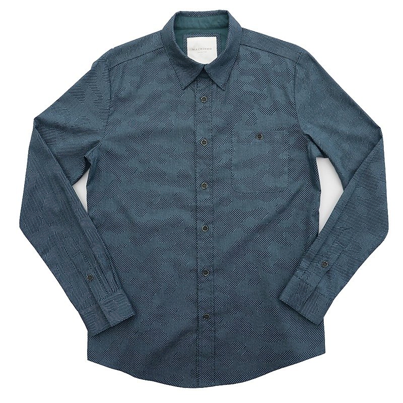 Digital Camouflage Print Shirt - เสื้อเชิ้ตผู้ชาย - ผ้าฝ้าย/ผ้าลินิน สีน้ำเงิน