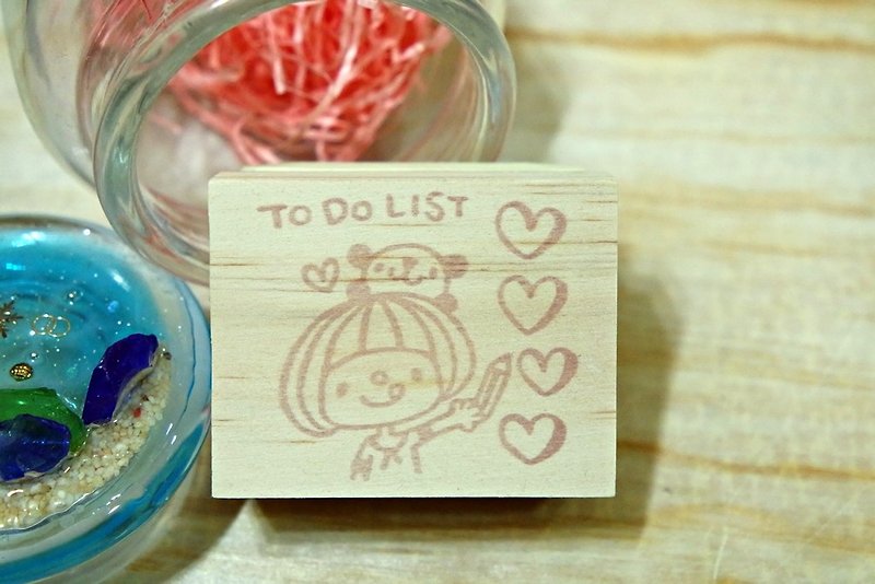 Hand carved stamp / life is a good helper / girl love TO DO LIST - Stamps & Stamp Pads - Rubber 