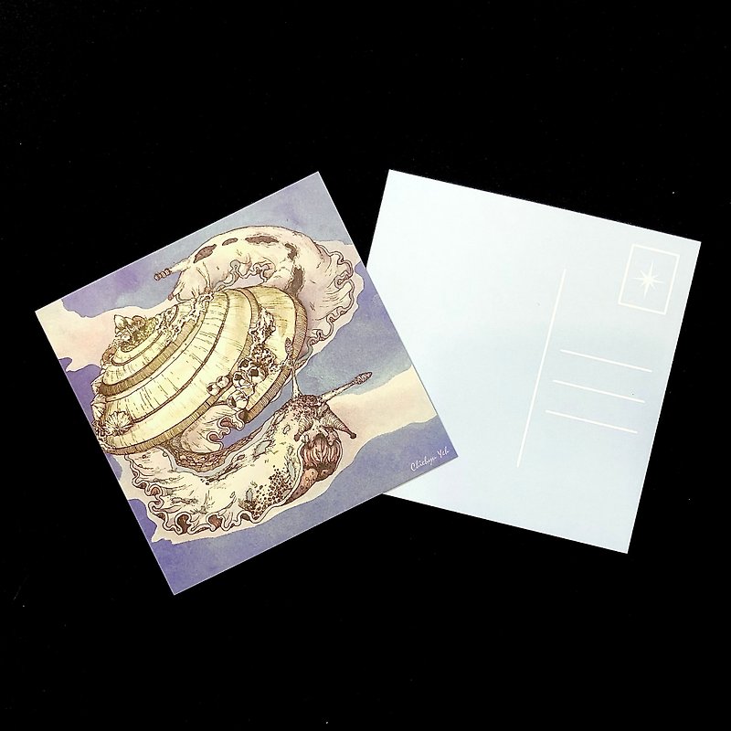 兩極蝸牛|方形明信片 - 卡片/明信片 - 紙 藍色
