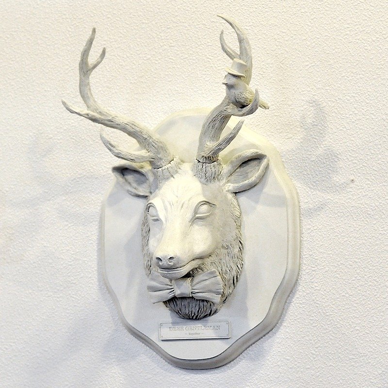 Deer Gentleman Matai and Bird Polk - Items for Display - Resin White