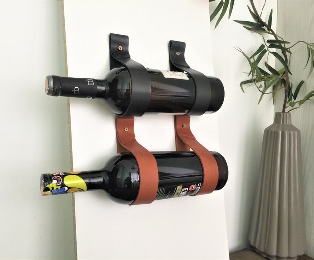 Leather strap best sale wine bottle holder