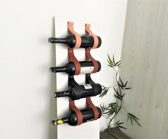 Leather Strap Wine Rack Wall Hanging, Leather Wall Hanging Strap