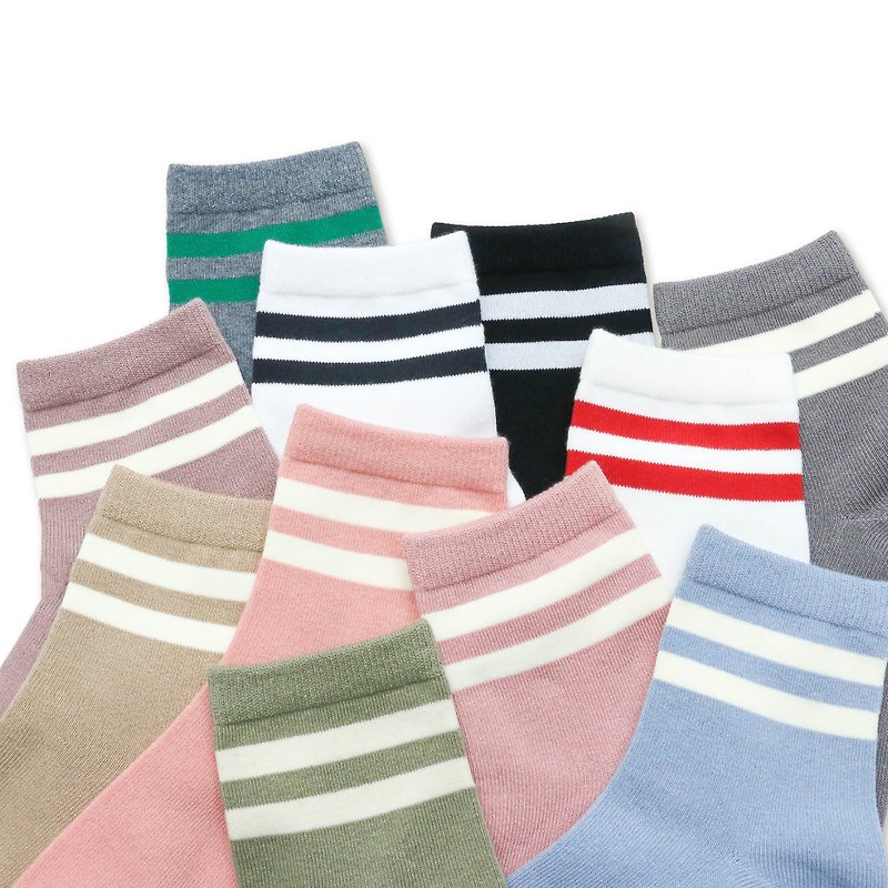 經典條紋棉質短統襪 | 男女尺寸 - 襪子 - 棉．麻 多色