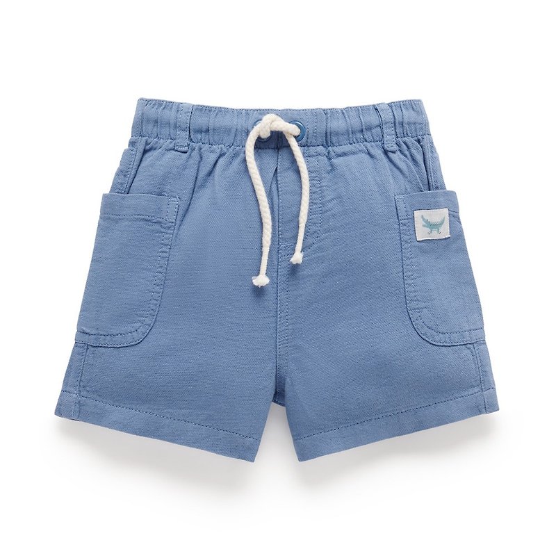 Australia Purebaby Organic Cotton Boys Shorts 12M-4T Lake Blue - Tops & T-Shirts - Cotton & Hemp 