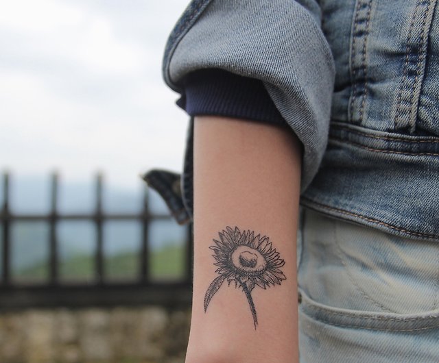 Sunflower Temporary Fake Tattoo Sticker set of 2  Etsy