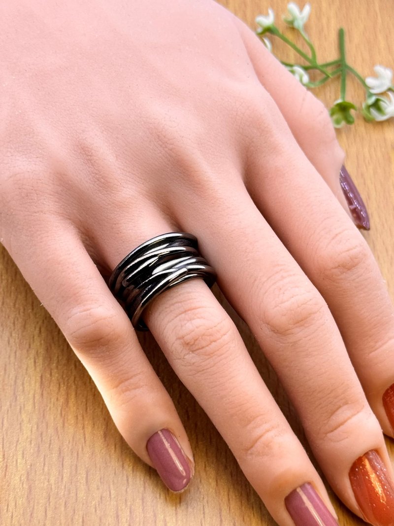 925 銀戒指 螺旋設計 沉甸甸的銀戒指 酷感十足 男女皆宜 - 戒指 - 銀 橘色