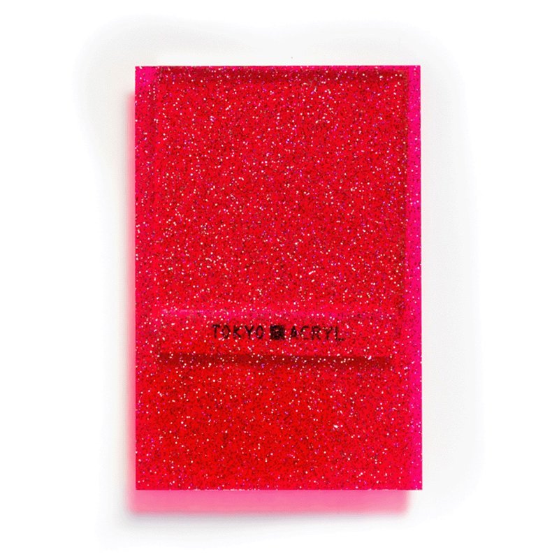アクリル板 / アート / 赤色 透明  / グリッター/2mm / ポストカードサイズ - 零件/散裝材料/工具 - 壓克力 紅色