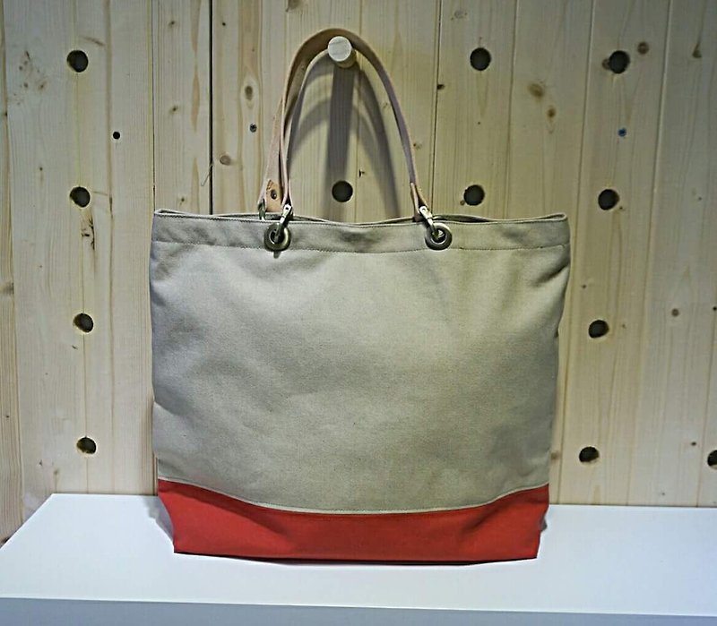 Canvas two-tone elegant tote - Messenger Bags & Sling Bags - Cotton & Hemp 