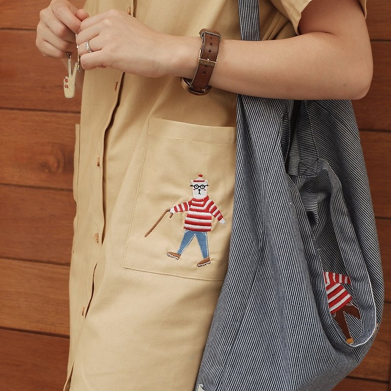 Shirt Dress (WALLY BEAR) : granola color - One Piece Dresses - Cotton & Hemp Khaki