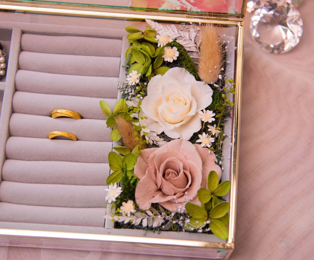 お花の入れ物　オーロラピンク お花の入れ物 オーロラピンク ジュエリーボックス / オーロラ / ガラス