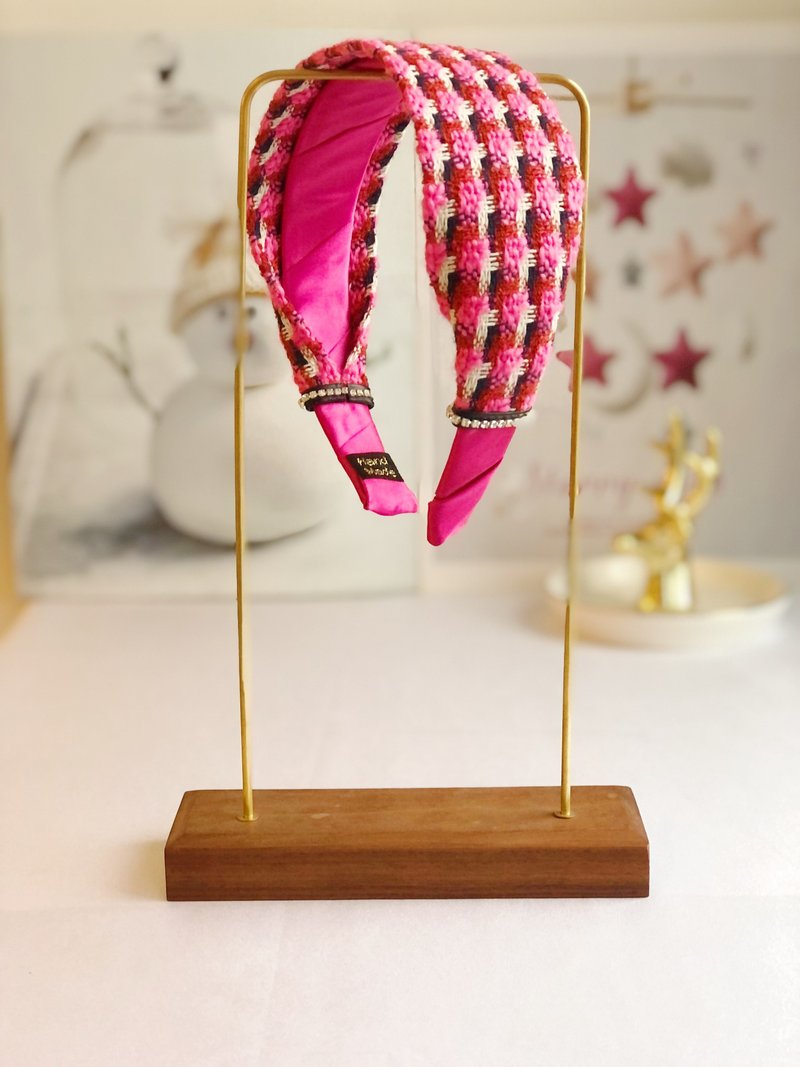 原創新年款格紋髮箍 - 髮箍/髮帶 - 其他材質 粉紅色