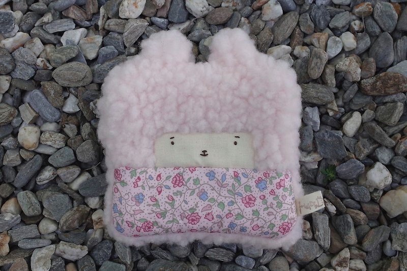 朵兒小兔零錢包-粉紅髮色-081粉紅花朵 - 零錢包/小錢包 - 棉．麻 粉紅色