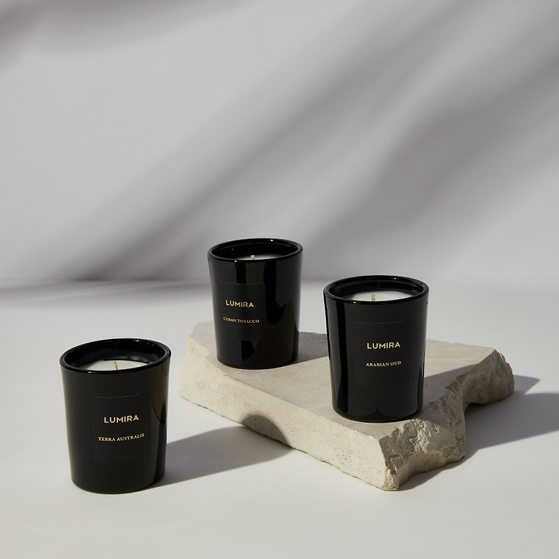 澳洲LUMIRA香氛蠟燭禮盒 | 沉穩中性調 (60g x 3入) - 香氛蠟燭/燭台 - 玻璃 黑色