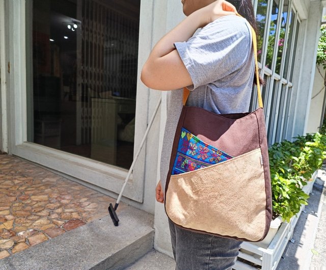 northern thai hand embroidered big round bag