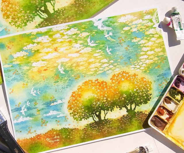 水彩画　夏のインテリア　南国風 水彩画 夏のインテリア 南国風 水彩画 夏のインテリア 南国風