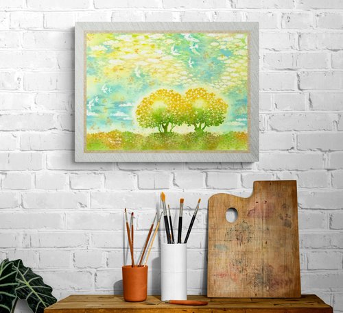 The sky dyed in osmanthus】インテリア アートプリント 水彩画