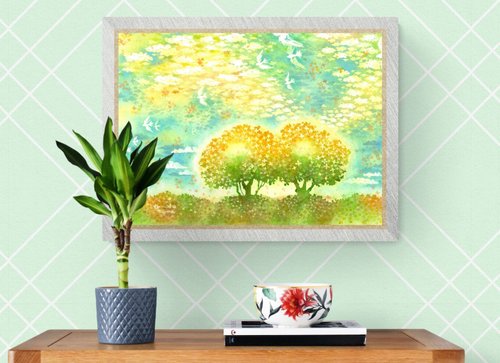 The sky dyed in osmanthus】インテリア アートプリント 水彩画
