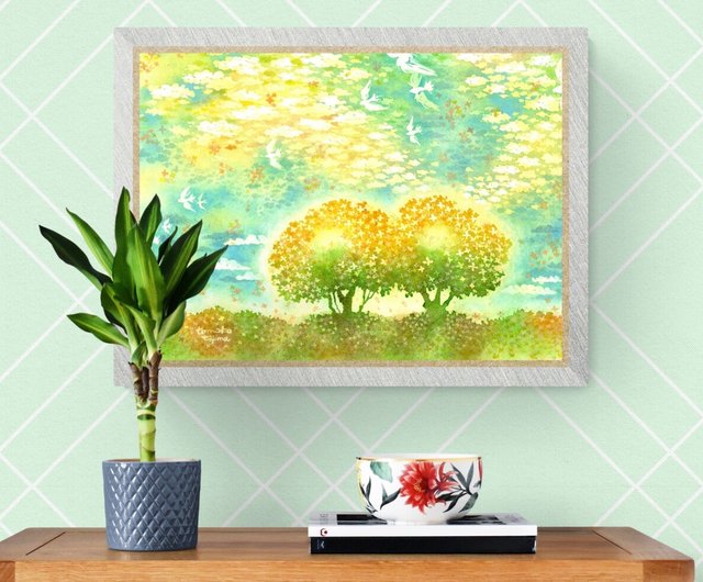 The sky dyed in osmanthus】インテリア アートプリント 水彩画