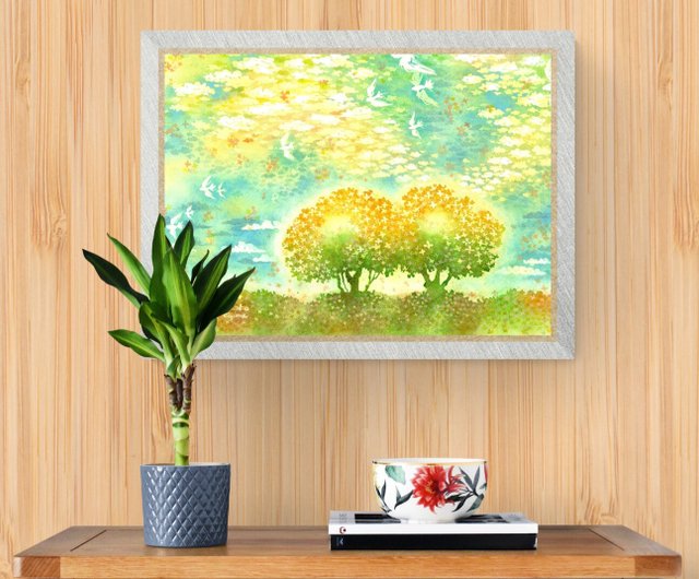 The sky dyed in osmanthus】インテリア アートプリント 水彩画