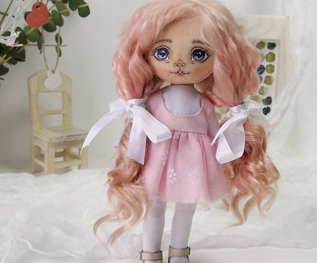 Handmade doll with pink hair. Handmade art doll. Interior doll - Shop  DollsBYirinaArt Stuffed Dolls & Figurines - Pinkoi
