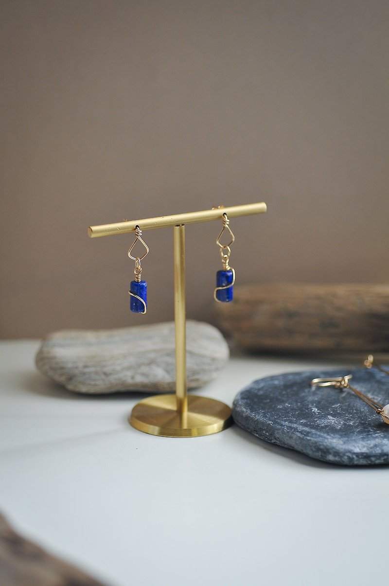 Joa Wrapped Lapis Earrings 14Kgf - Earrings & Clip-ons - Semi-Precious Stones Blue
