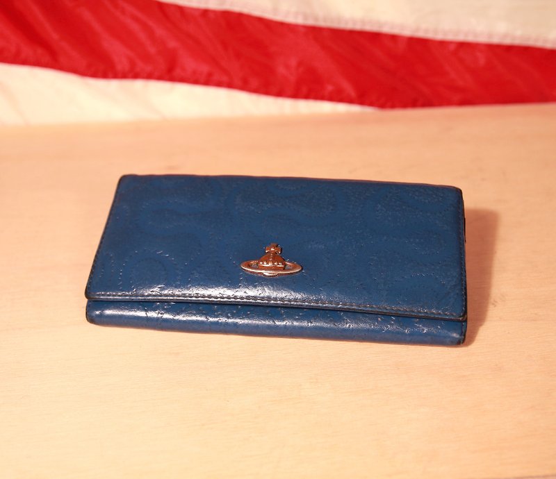 Back to Green:: 湖水色 Vivienne Westwood長夾 vintage wallet ( WT-29 ) - 長短皮夾/錢包 - 真皮 