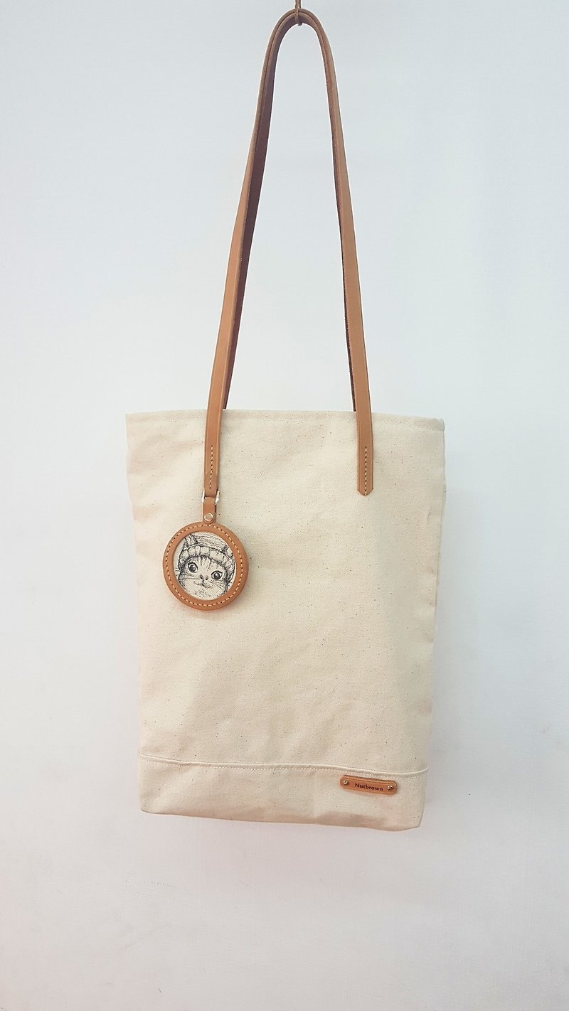 ▎Nutbrown maroon design ▎ handmade leather - forest system animal illustration leather belt canvas bag - กระเป๋าแมสเซนเจอร์ - หนังแท้ สีนำ้ตาล