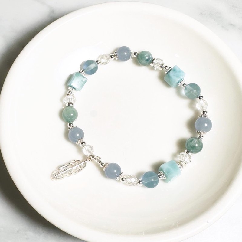 Birds and Bay Blue - Blue Stone. Lalima. Stone- Sterling Silver Design Bracelet - สร้อยข้อมือ - คริสตัล สีน้ำเงิน