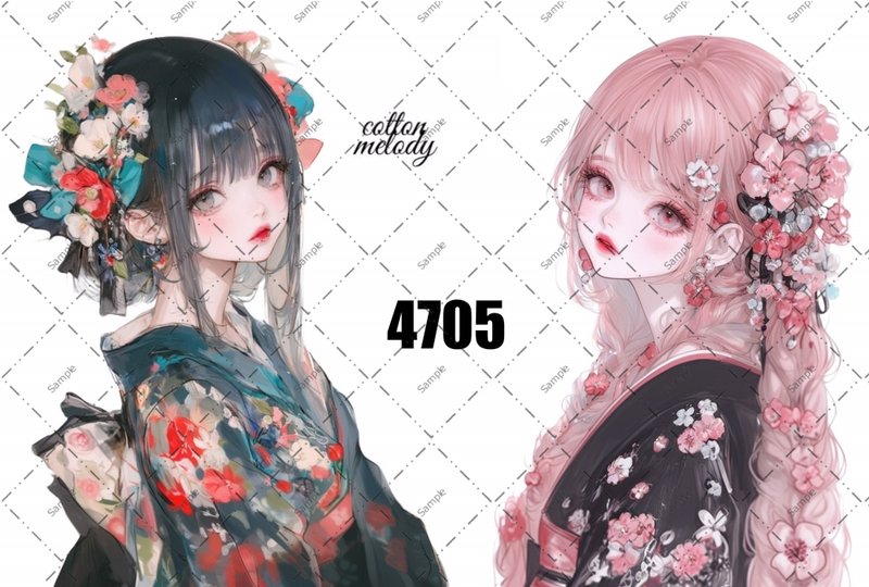 original sticker no.4705 人物ステッカー オリジナルステッカー オリジナル人物ステッカー 装飾ステッカー cotton melody - 貼紙 - 紙 