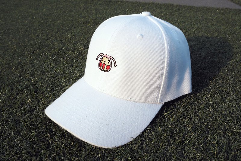 White HoHo Embroidered Cap - หมวก - ผ้าฝ้าย/ผ้าลินิน ขาว