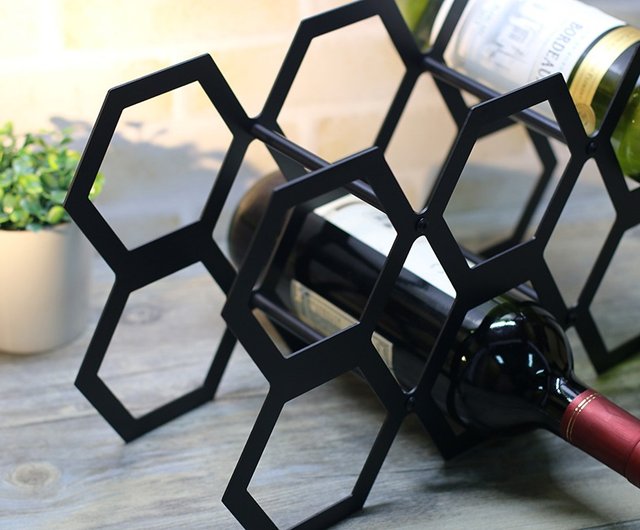 Black hexagon wine discount rack