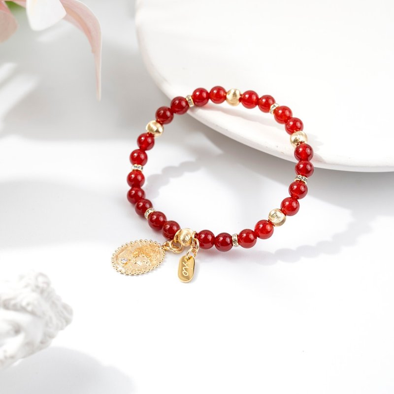 Crystal Bracelet [Coronation-Queen of Hearts] Red Onyx Bracelet - สร้อยข้อมือ - คริสตัล สีแดง