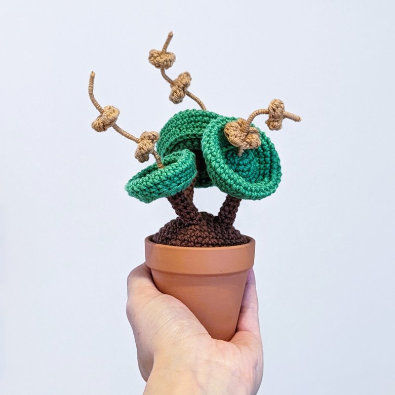 Wine Glass Lotus Palm Crocheted Potted Plant - ของวางตกแต่ง - วัสดุอื่นๆ หลากหลายสี