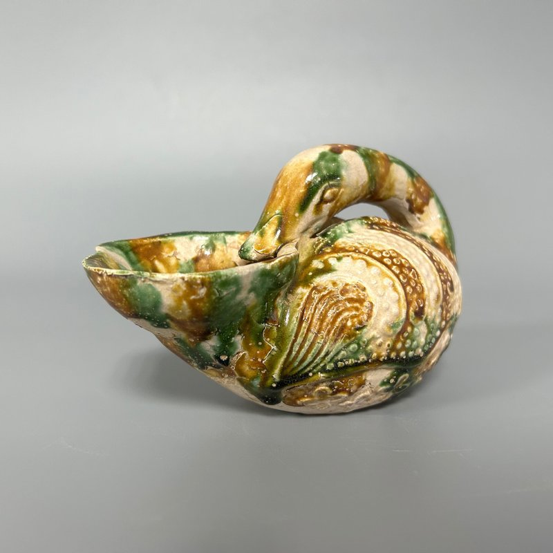 唐三彩鴨銜梅花杯 - 擺飾/家飾品 - 陶 卡其色