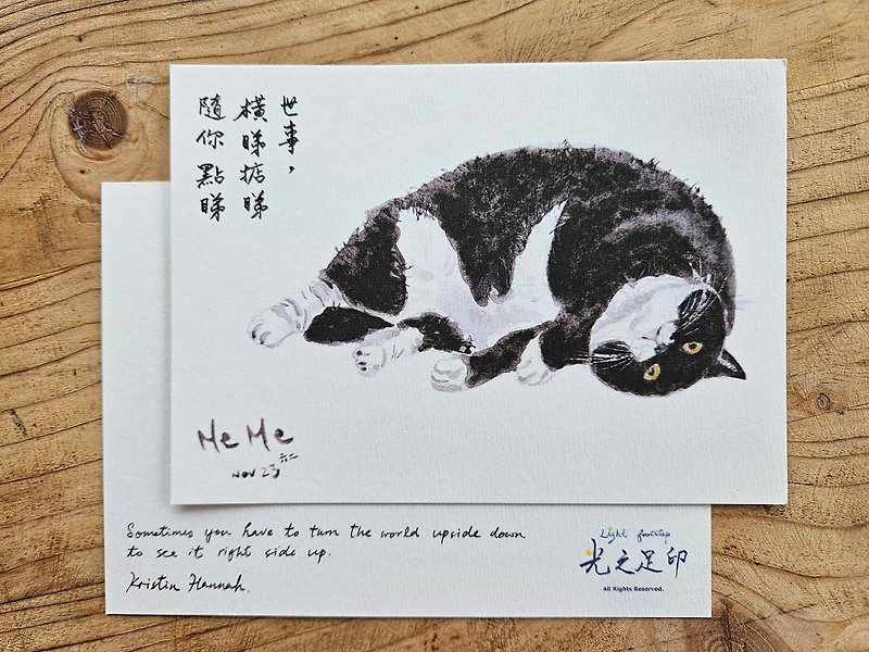 貓貓 明信片 - 心意卡/卡片 - 紙 白色