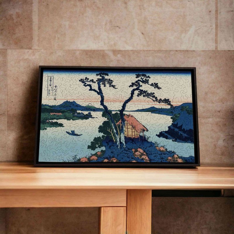 Katsushika Hokusai-Lake Shinshu Suwa [Gecko Puzzle] - Items for Display - Wood Blue