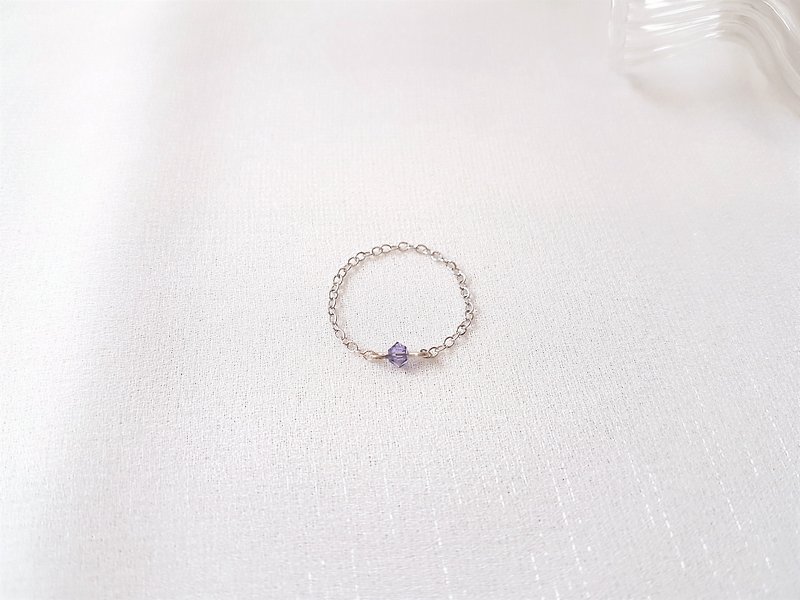 小水晶 細鍊 鍊戒 (優雅紫) - 戒指 - 水晶 紫色