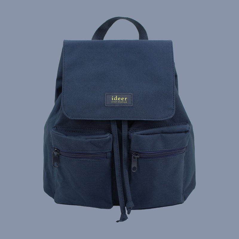 Water-repellent dark blue nylon ultra-light backpack, backpack, computer bag, travel school bag - กระเป๋าเป้สะพายหลัง - วัสดุอื่นๆ สีน้ำเงิน