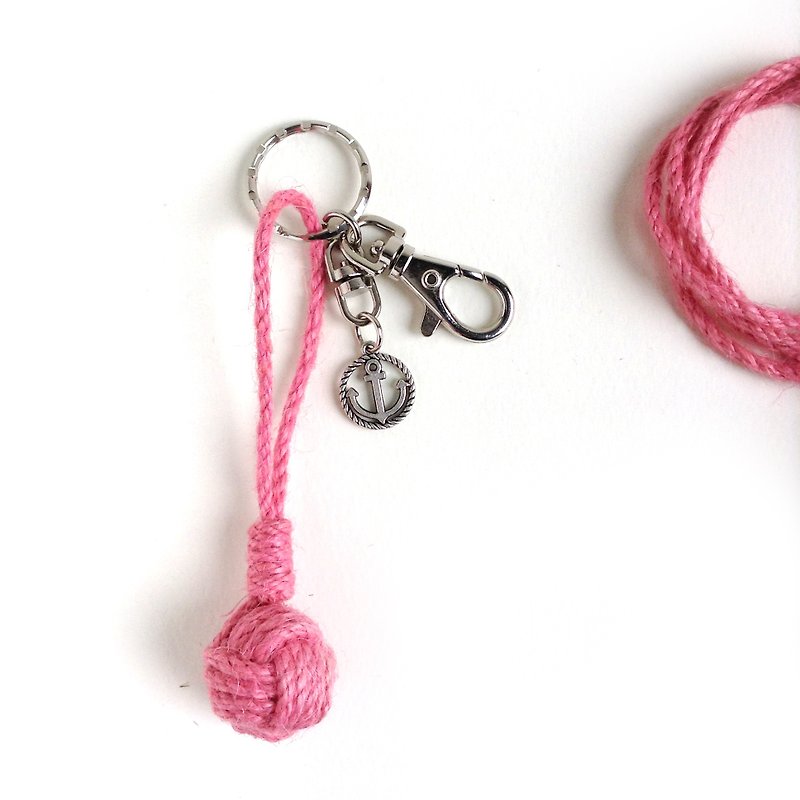 Anne's Handmade | Handmade Sailor Knot Key chain - Pink - ที่ห้อยกุญแจ - ผ้าฝ้าย/ผ้าลินิน สึชมพู