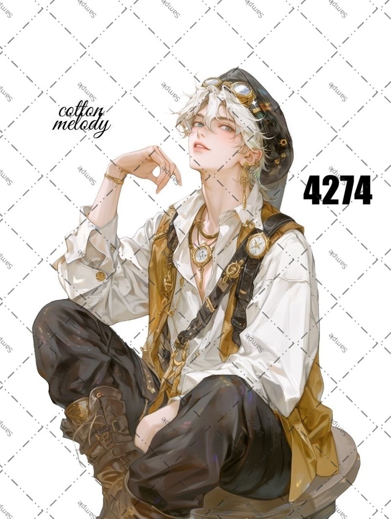 original sticker no.4274 人物ステッカー オリジナルステッカー オリジナル人物ステッカー 装飾ステッカー cotton melody - 貼紙 - 紙 