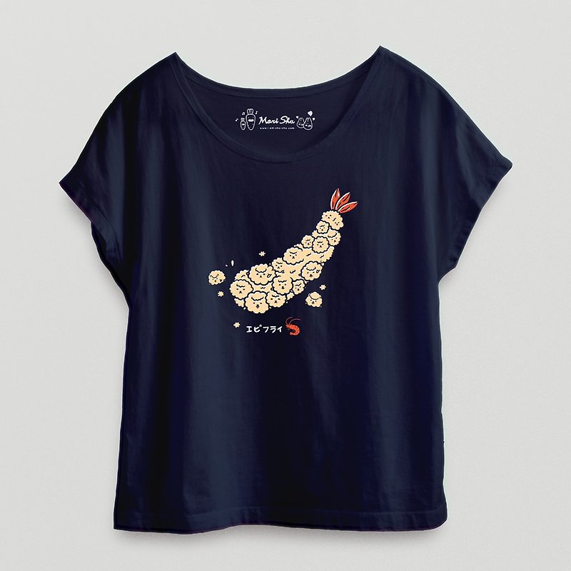 Bubble Lamb Fried Shrimp T-shirt - Women's Shorts - Cotton & Hemp Blue