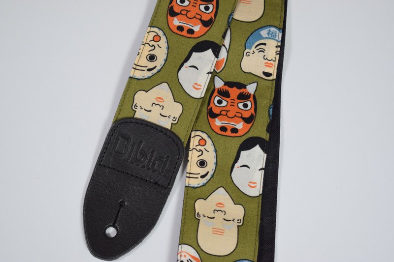 日本帆布吉他背帶 日本傳統面具 - 其他 - 棉．麻 黑色