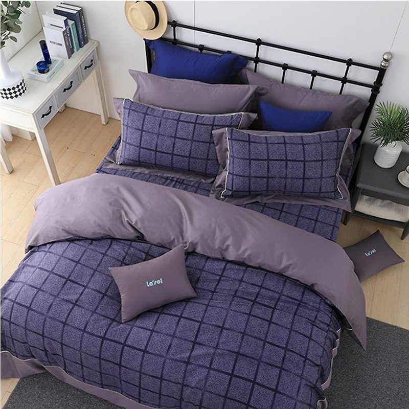 (特大)月色-紫色情挑-高質感60棉兩用被床包四件組【6*7尺】 - 寢具/床單/被套 - 棉．麻 紫色