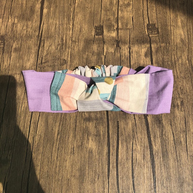 Violet bow headband / リボンヘアバンド - ที่คาดผม - ผ้าฝ้าย/ผ้าลินิน สีม่วง