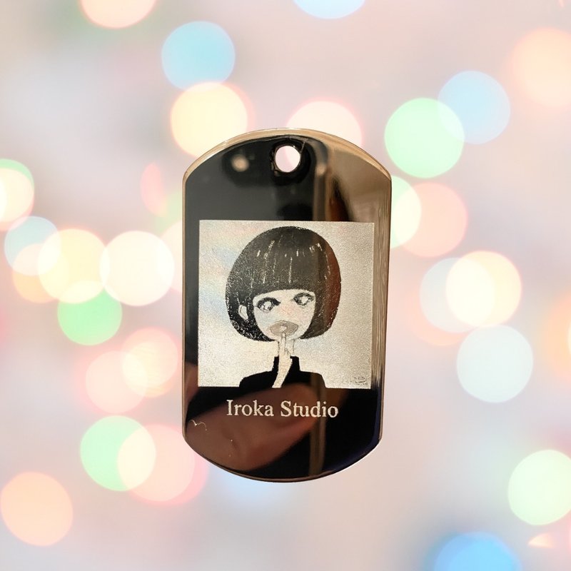 不鏽鋼標籤 Anene-chan - 鎖匙扣/鎖匙包 - 不鏽鋼 銀色