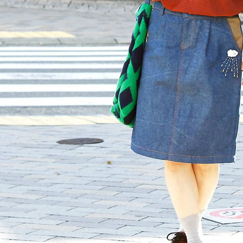 ソラモヨウデニムスカート - 裙子/長裙 - 棉．麻 藍色