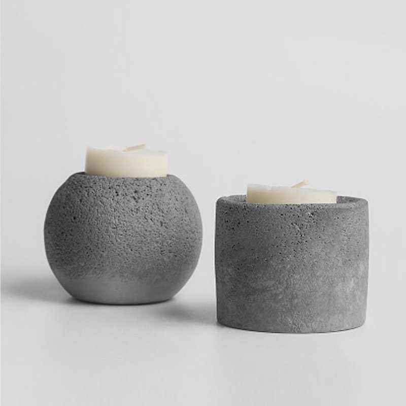 Industrial Feng Shui Concrete Cement Candlestick - Candles & Candle Holders - Cement Gray