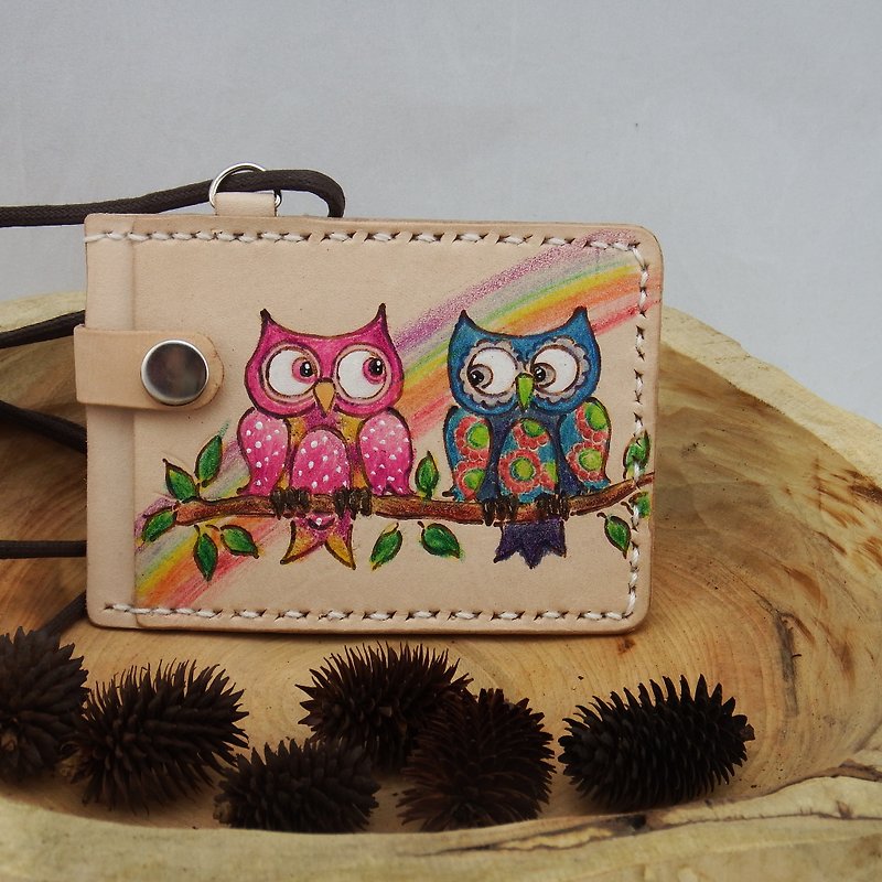 Three-layer leather card holder ID card holder best partner-Owl - ID & Badge Holders - Genuine Leather Brown